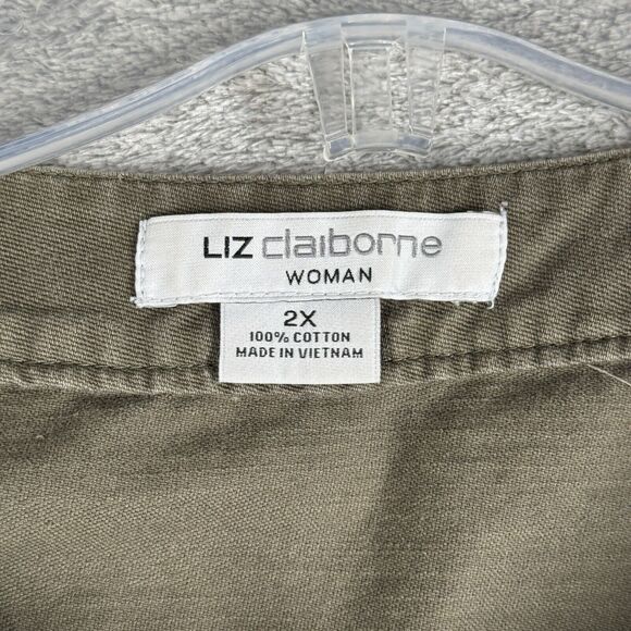Liz Claiborne Jacket Womens 2X Army Green Casual Fatigue Jacket Military Utility - Picture 6 of 8
